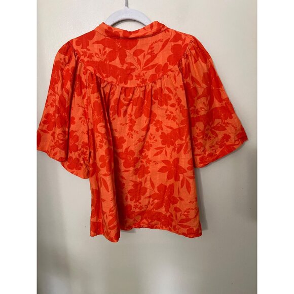 Charter Club Luxury Linen Blend  Blouse‎ SZ PL  Orange Beach Resort Lagenlook - Picture 7 of 8